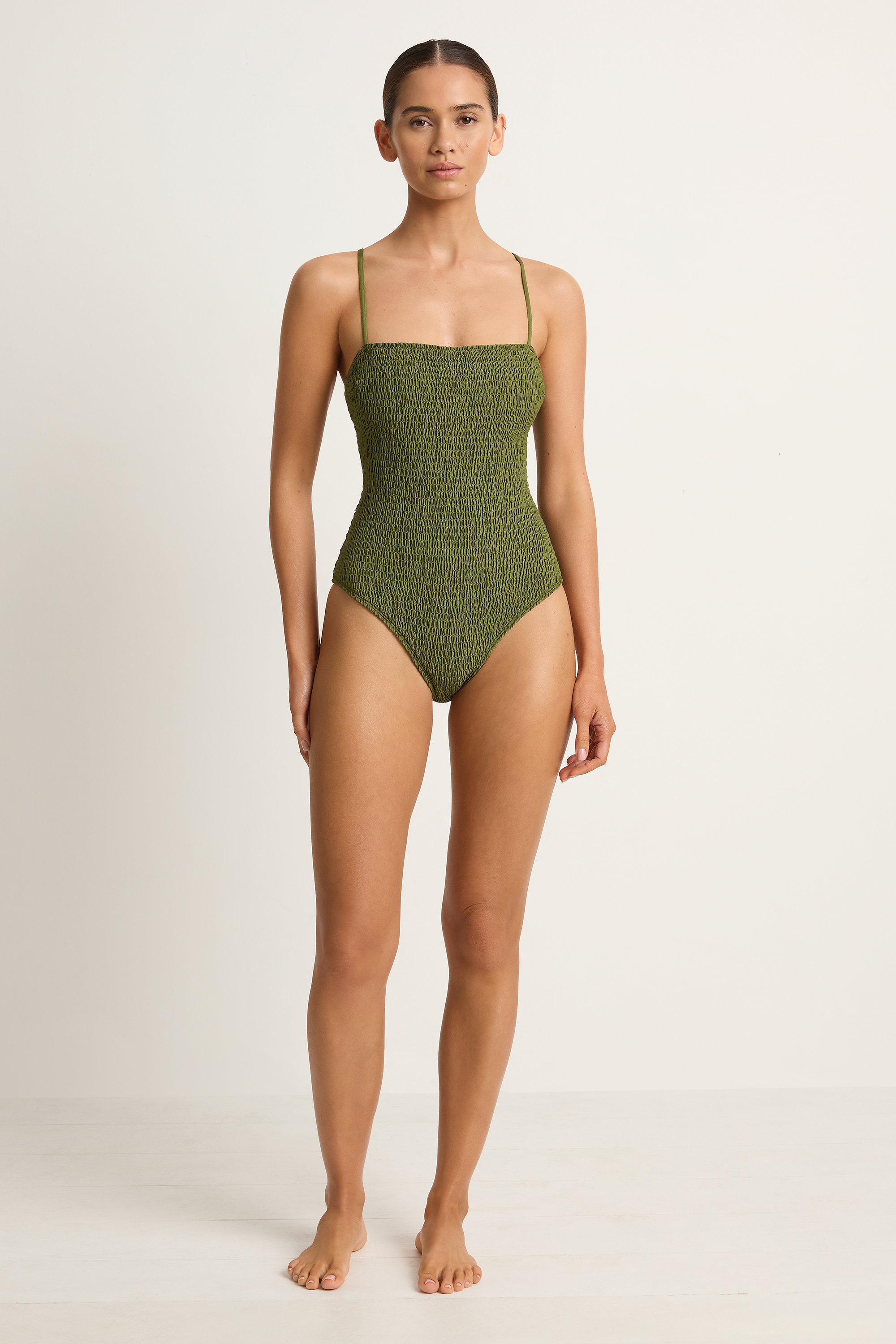 Peony Shirred One Piece - Olivine