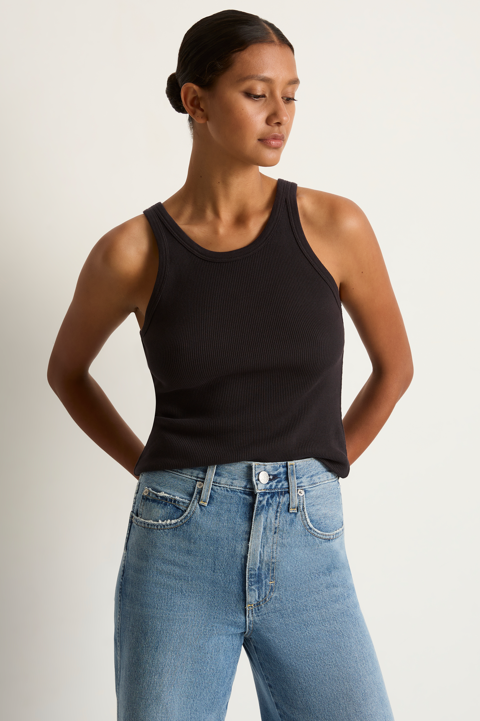 AMO Denim Long Rib Tank - Vintage Black