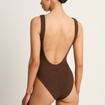 Hunza G Square Neck One Piece - Metallic Chocolate