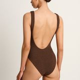 Hunza G Square Neck One Piece - Metallic Chocolate