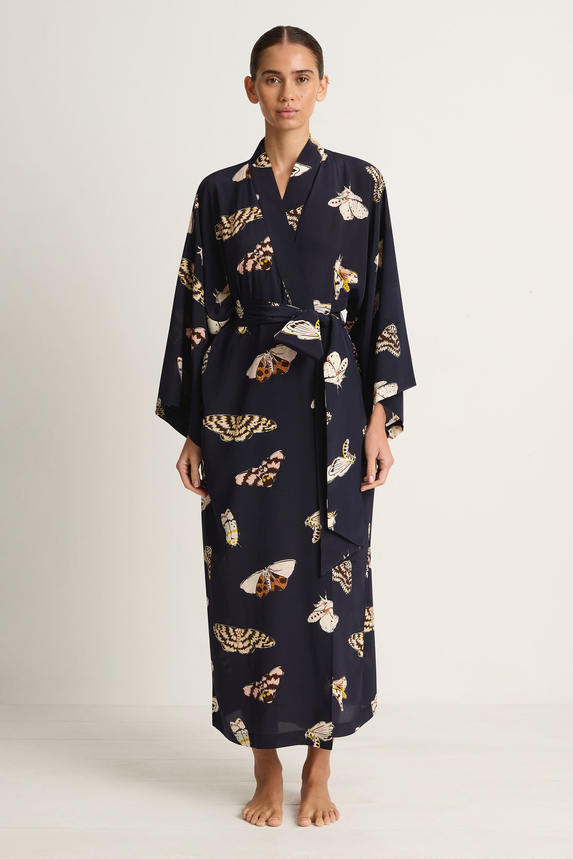 Olivie Von Halle Amaya Robe - Notte Navy Moth