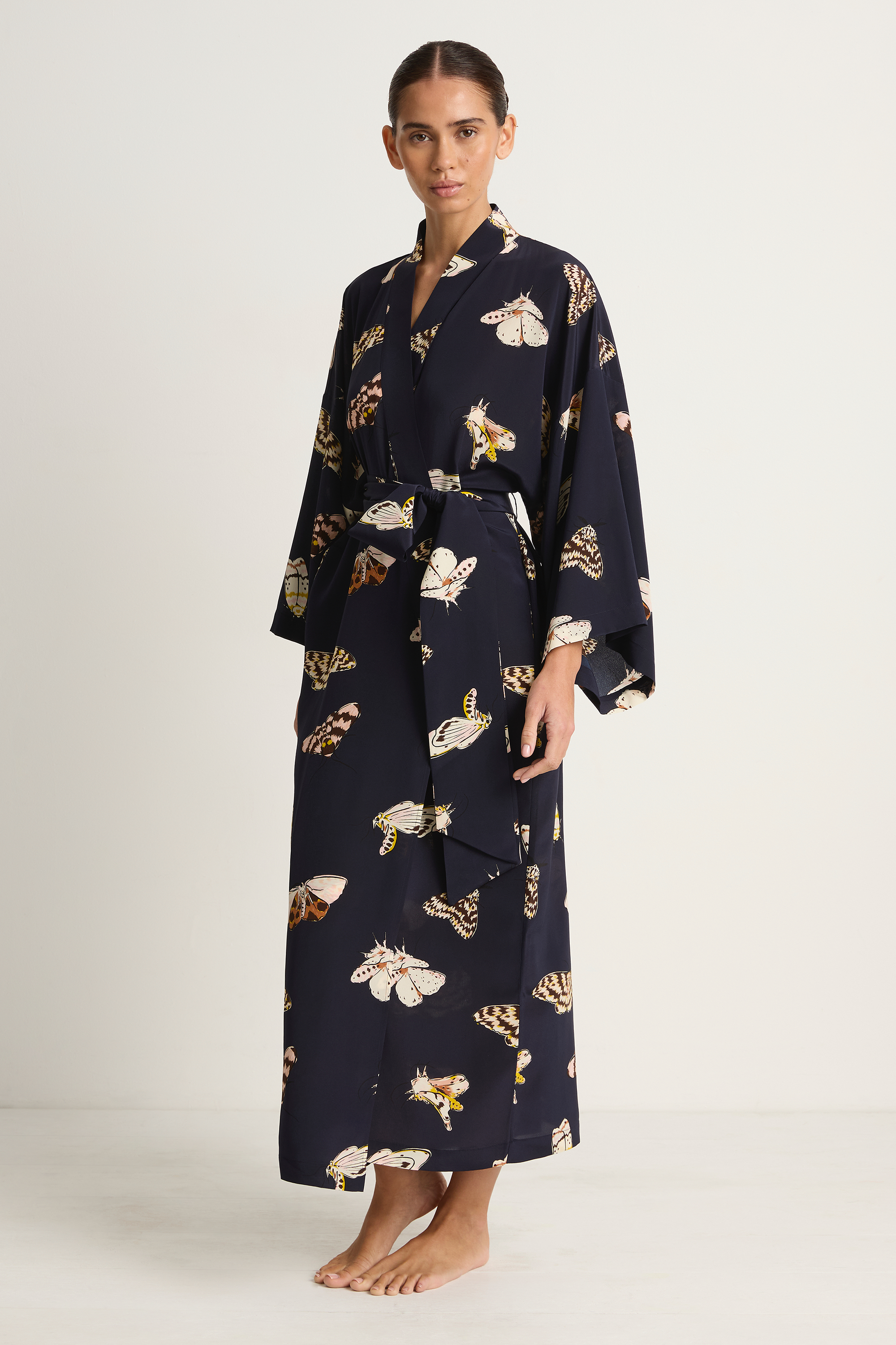 Olivie Von Halle Amaya Robe - Notte Navy Moth
