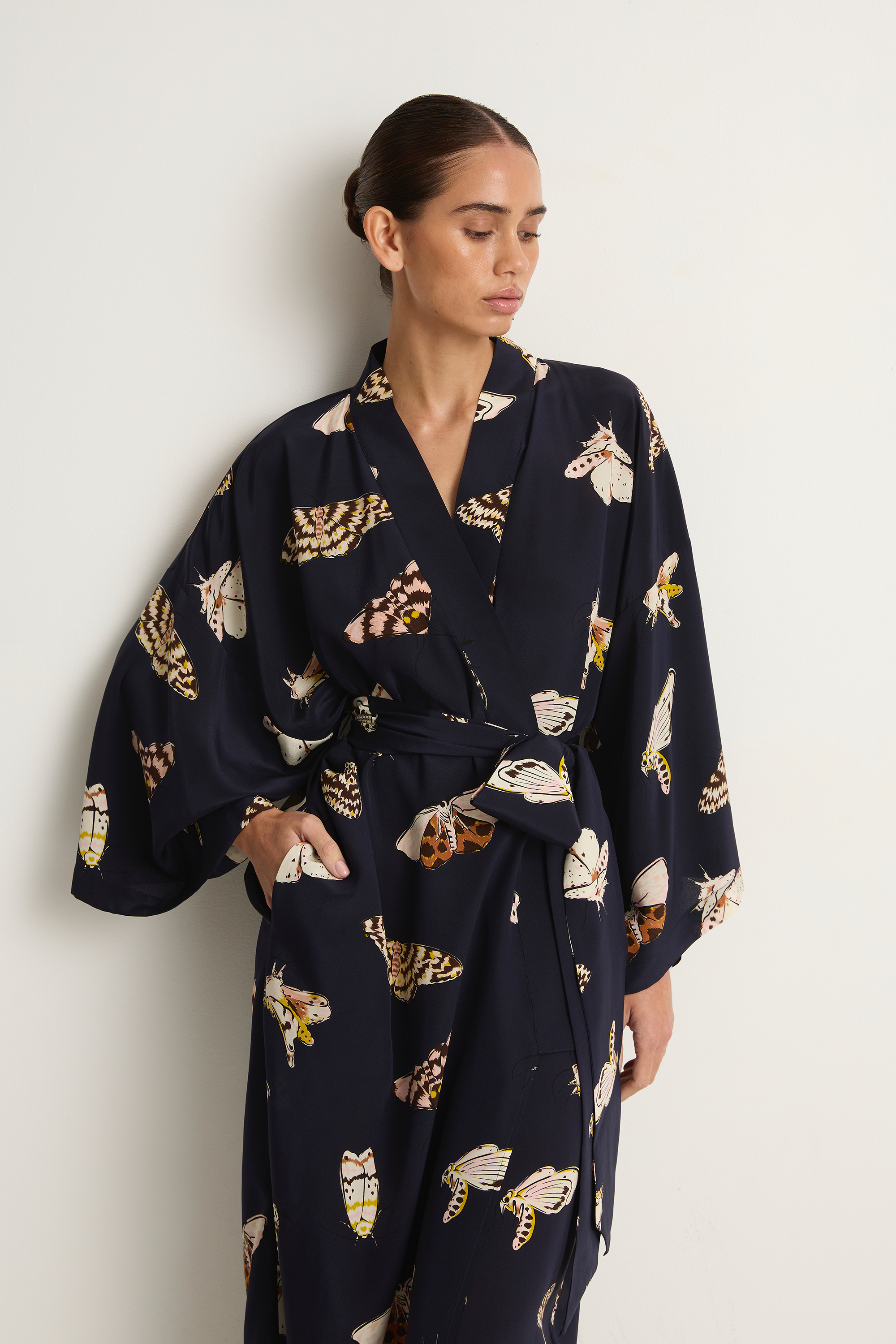 Olivie Von Halle Amaya Robe - Notte Navy Moth