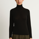 Pas De Calais Lyocell Cashmere Jersey Turtleneck Pullover - Black