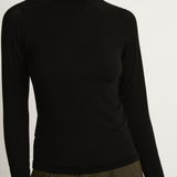 Pas De Calais Lyocell Cashmere Jersey Turtleneck Pullover - Black