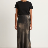 Silk Laundry Long Bias Cut Skirt - Smoke