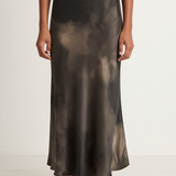 Silk Laundry Long Bias Cut Skirt - Smoke