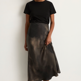 Silk Laundry Long Bias Cut Skirt - Smoke