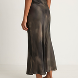 Silk Laundry Long Bias Cut Skirt - Smoke