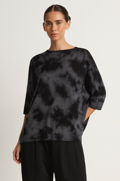 Pas De Calais Alashan Cashmere Uneven Dye Boat Neck Pullover - Charcoal