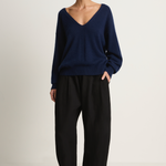 Apiece Apart Softest Silk Cashmere V-Neck - Eclipse