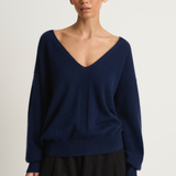 Apiece Apart Softest Silk Cashmere V-Neck - Eclipse