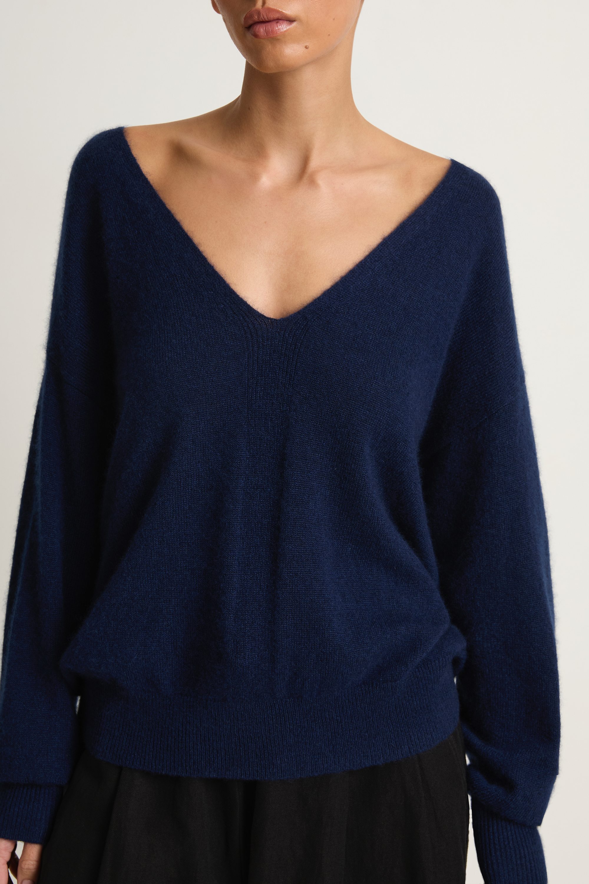 Apiece Apart Softest Silk Cashmere V-Neck - Eclipse