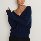 Apiece Apart Softest Silk Cashmere V-Neck - Eclipse