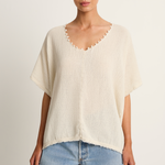 Caravana Xmaben Short Sleeve V-Neck Top - Natural