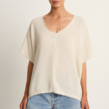 Caravana Xmaben Short Sleeve V-Neck Top - Natural