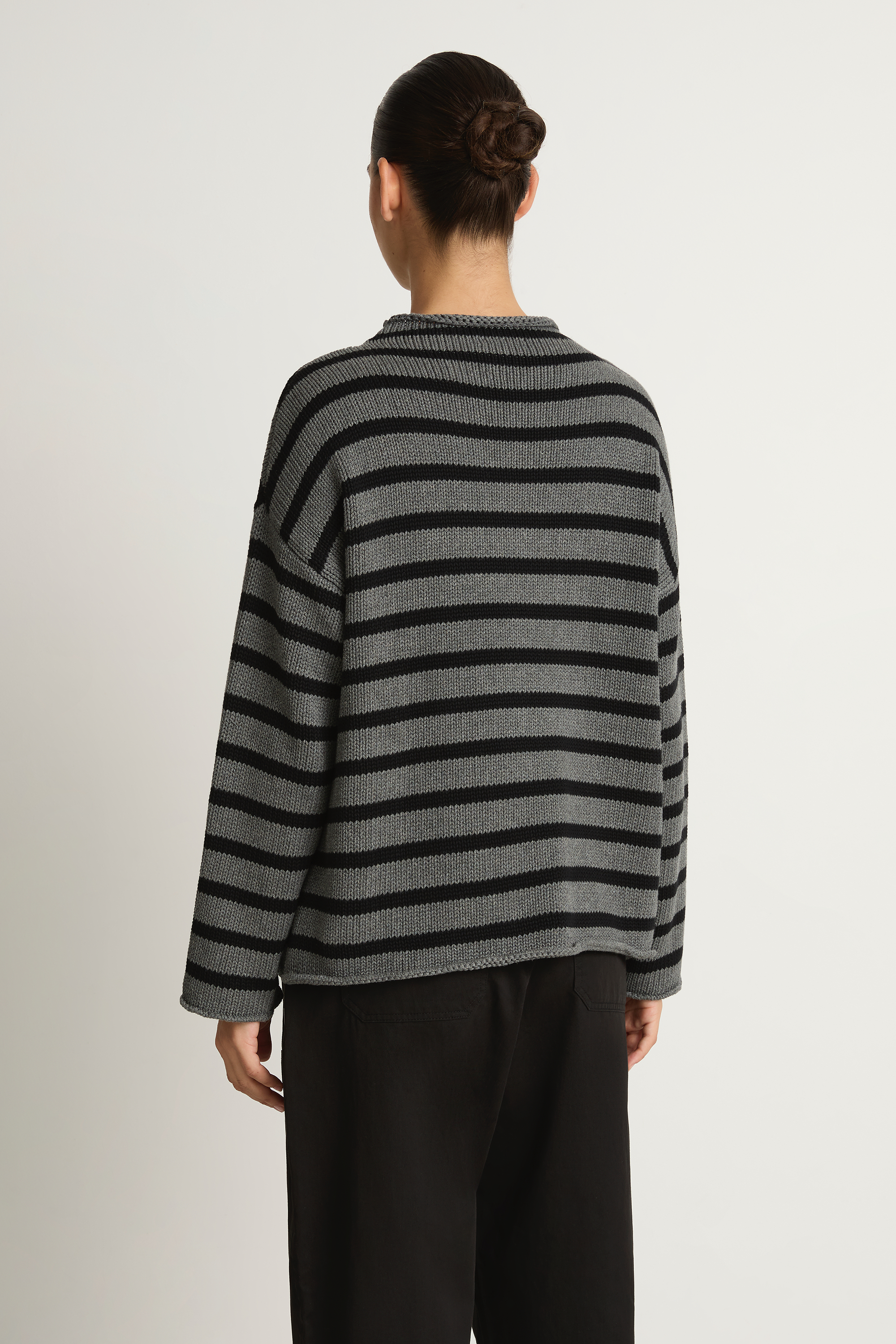Demylee Lamis Stripe Sweater - Dark Heather Grey Black