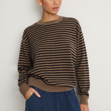 Demylee Neve Cashmere Sweater - Beige / Navy