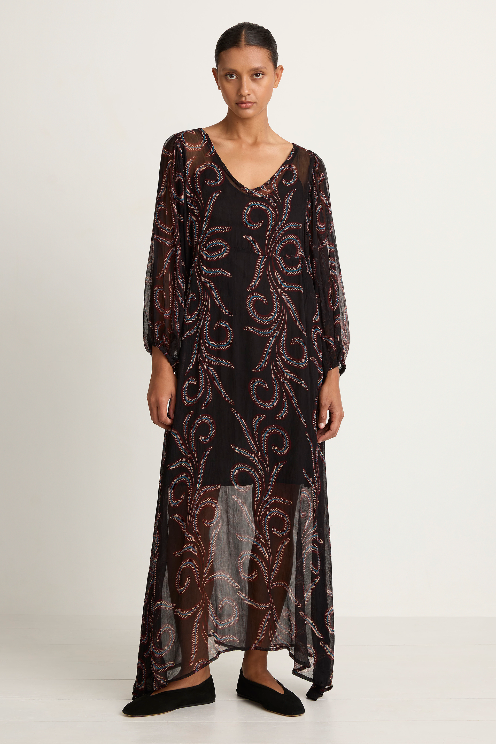 Natalie Martin シルク100% ロングワンピース Natalie Martin Alice Dress - Feather Chiffon - FINAL SALE – Soleil