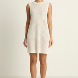 Peony Pointelle Shift Mini Dress - Seashell