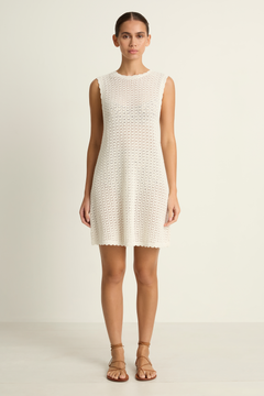 Peony Pointelle Shift Mini Dress - Seashell