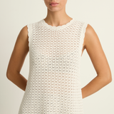 Peony Pointelle Shift Mini Dress - Seashell