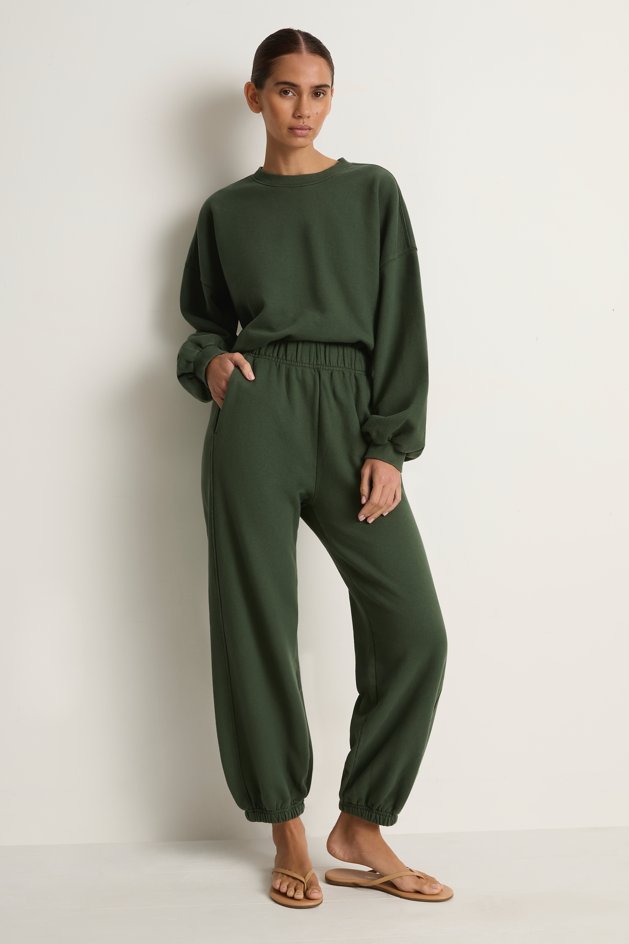 Le Bon Shoppe French Terry Core Sweatshirt & Balloon Pants - Cedar Green