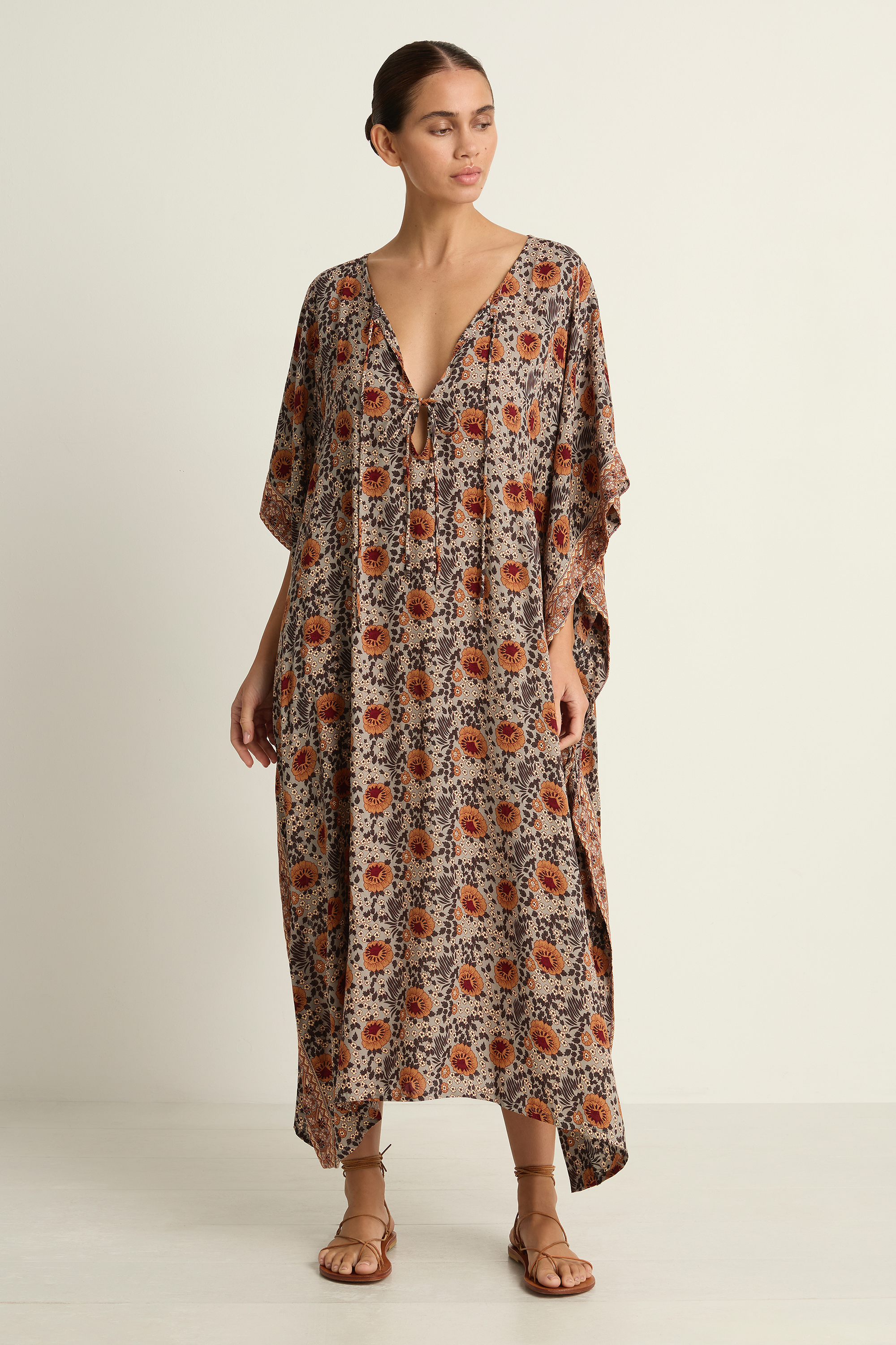 Natalie Martin Paulina Caftan - Vintage Flowers Slate