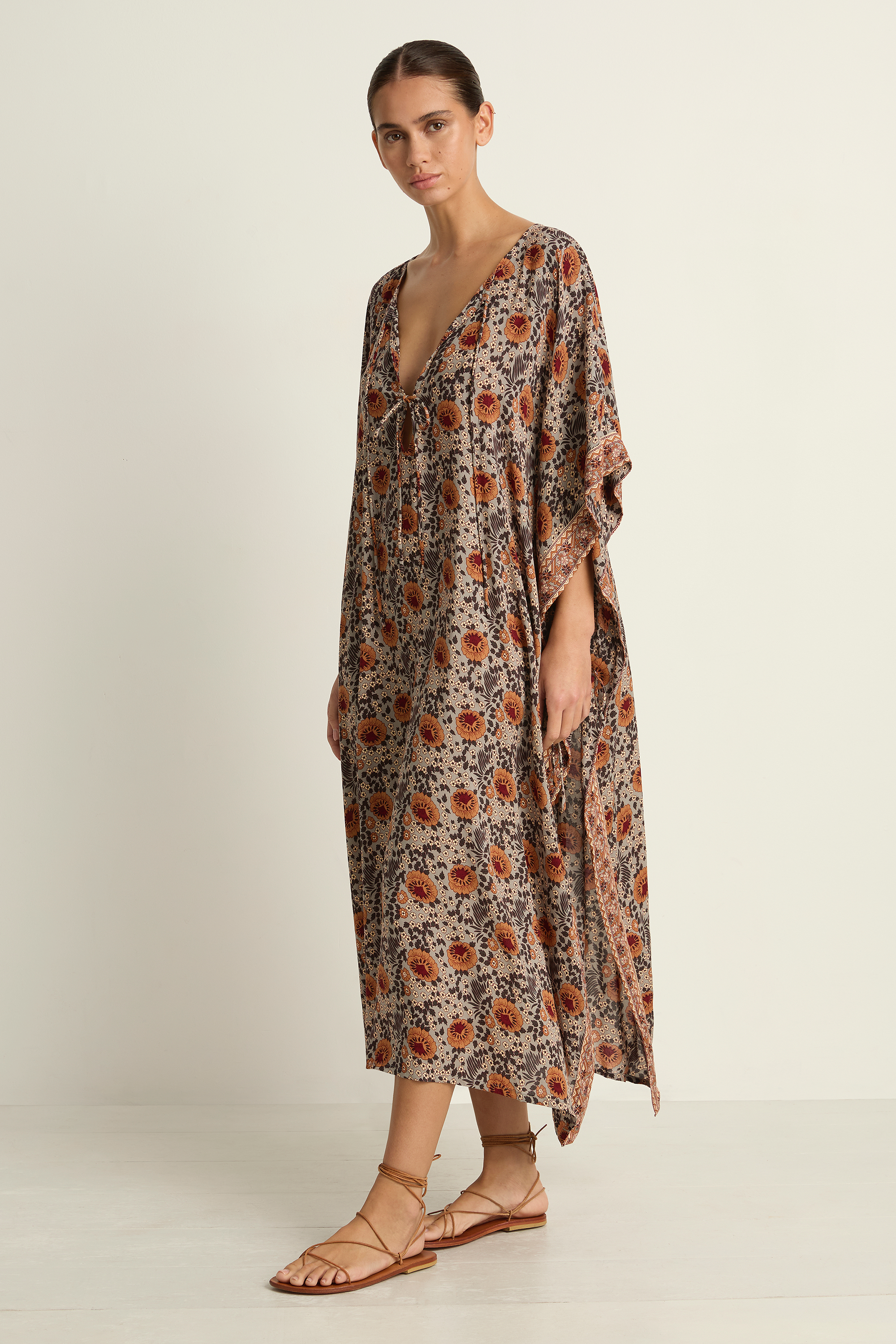Natalie Martin Paulina Caftan - Vintage Flowers Slate