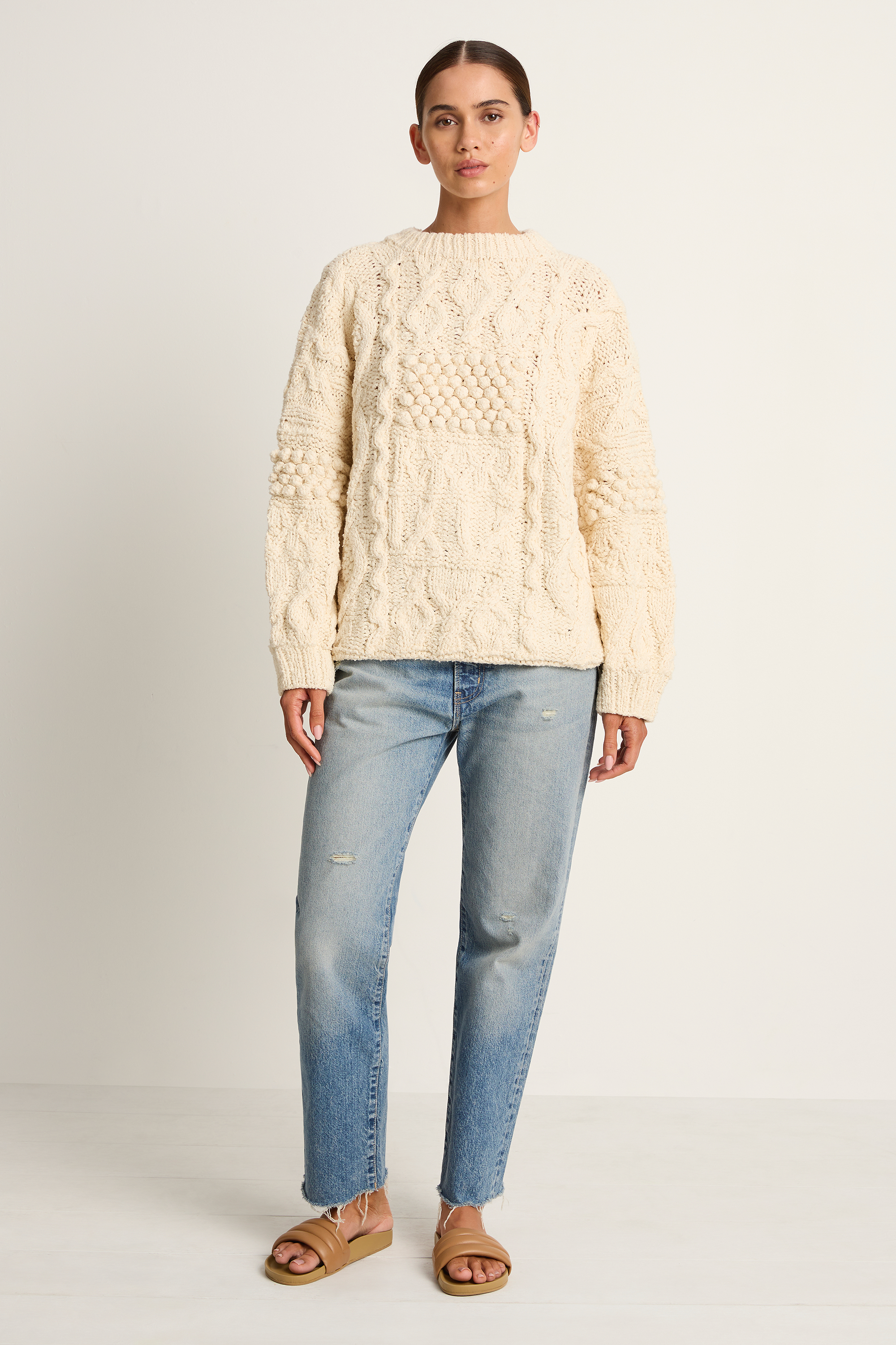 Shaina Mote Patchwork Crewneck - Natural