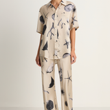 Silk Laundry Short Sleeve Boyfriend Shirt - Seashells