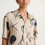 Silk Laundry Short Sleeve Boyfriend Shirt - Seashells