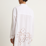 Juliet Dunn Shirt with Big Cutwork Embroidery - White