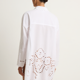 Juliet Dunn Shirt with Big Cutwork Embroidery - White