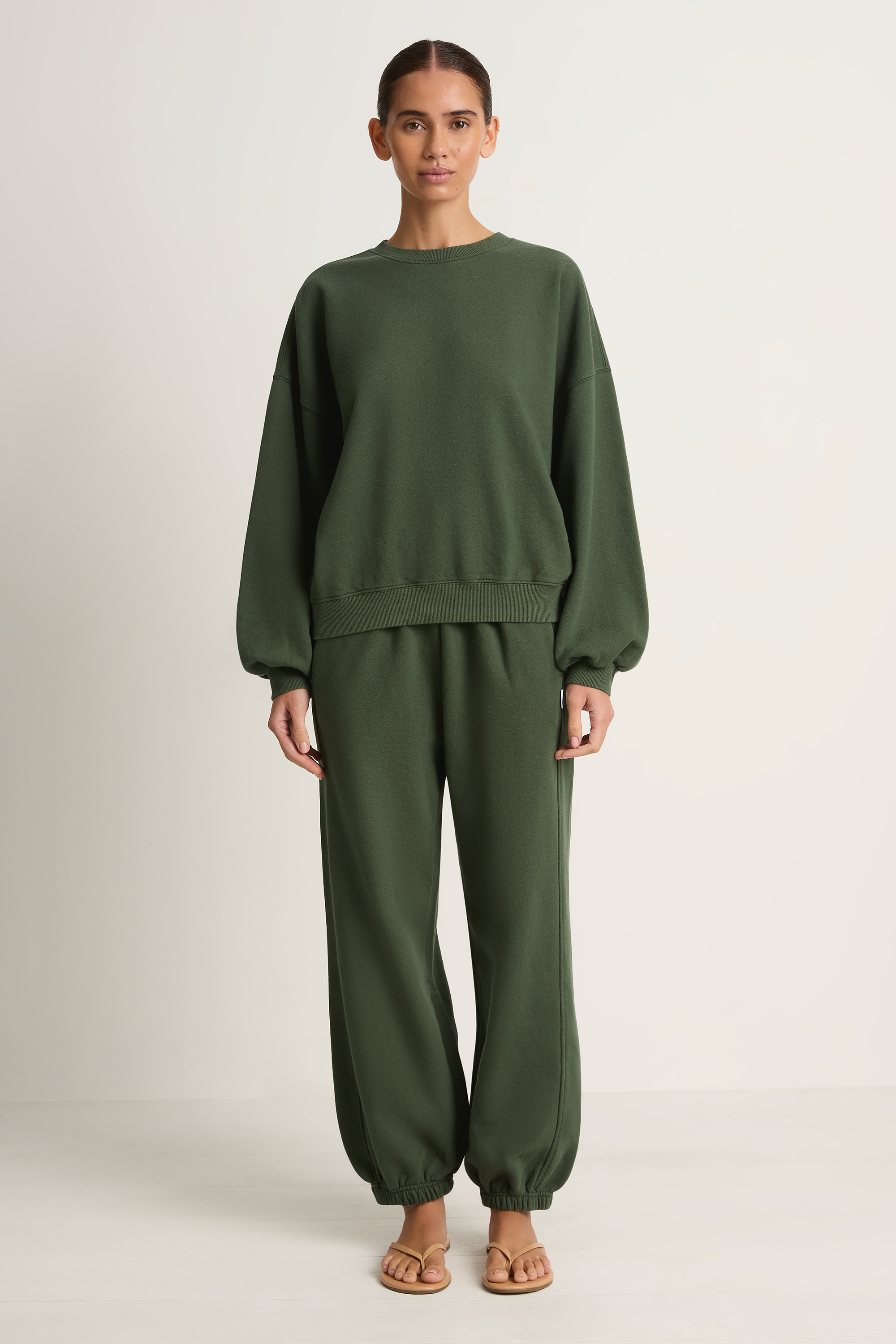 Le Bon Shoppe French Terry Core Sweatshirt & Balloon Pants - Cedar Green