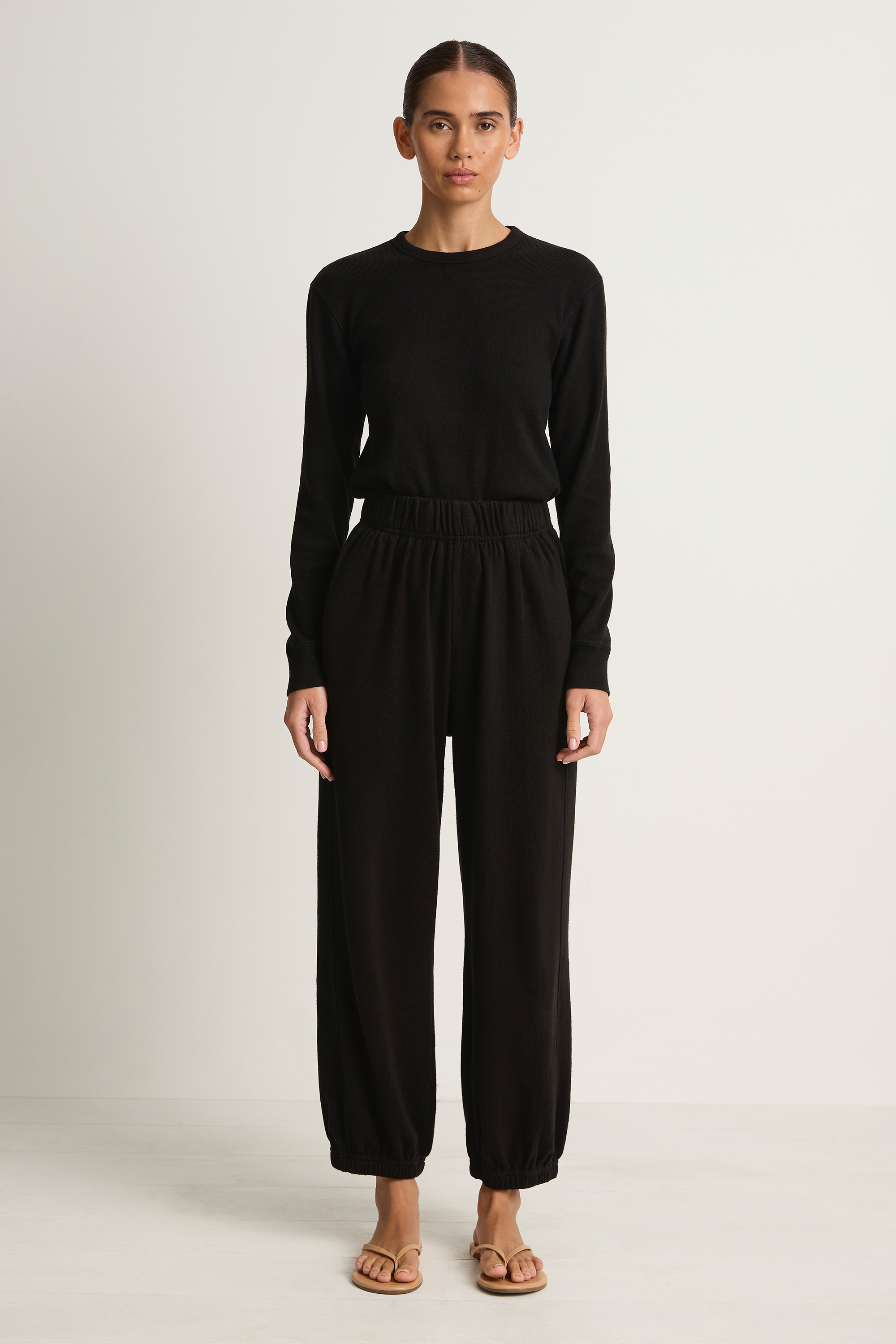 Le Bon Shoppe Pointelle Fundamental Tee & Balloon Pants - Black