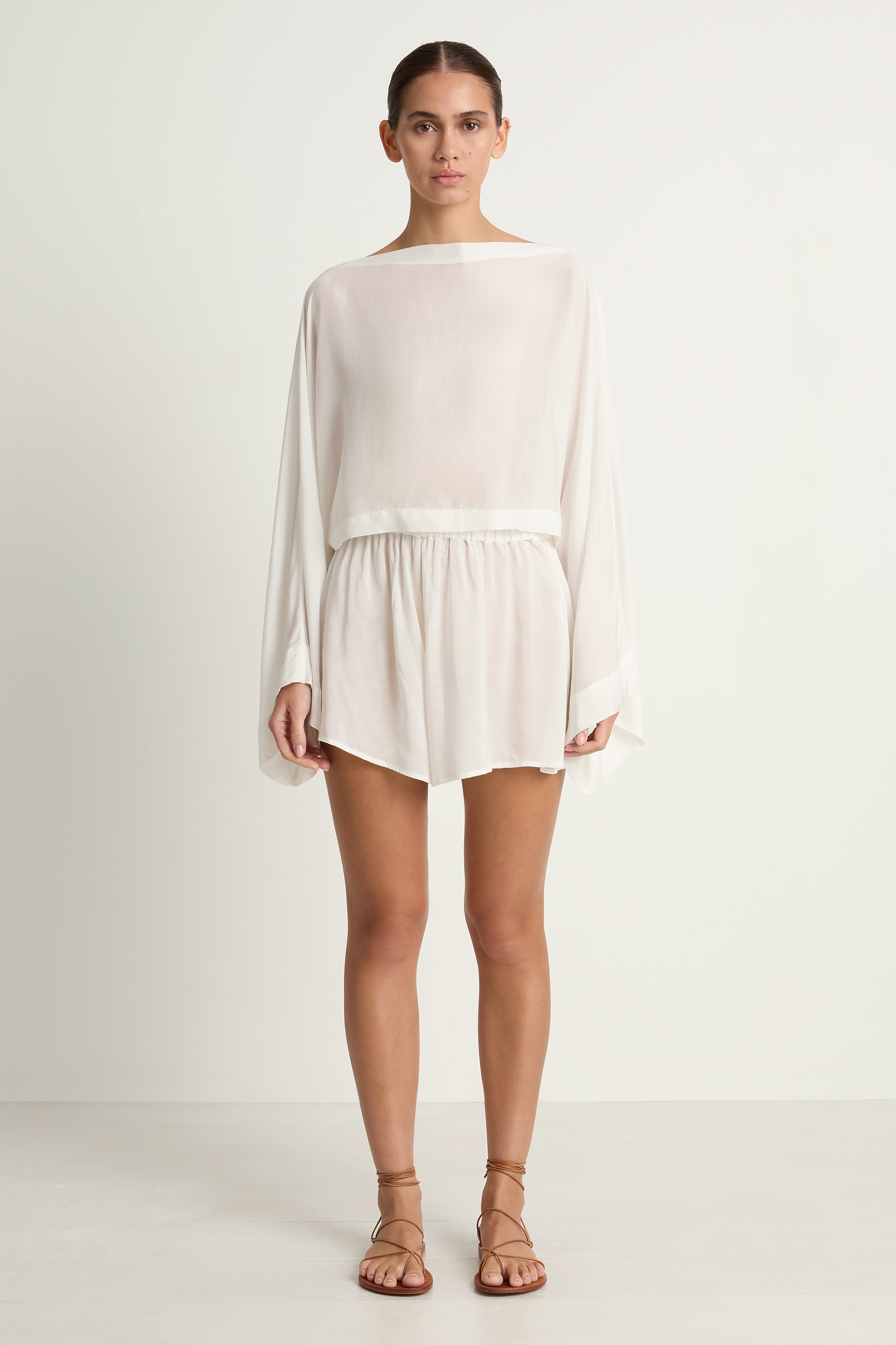 BONDI BORN Cremona Kimono Top & Short - White