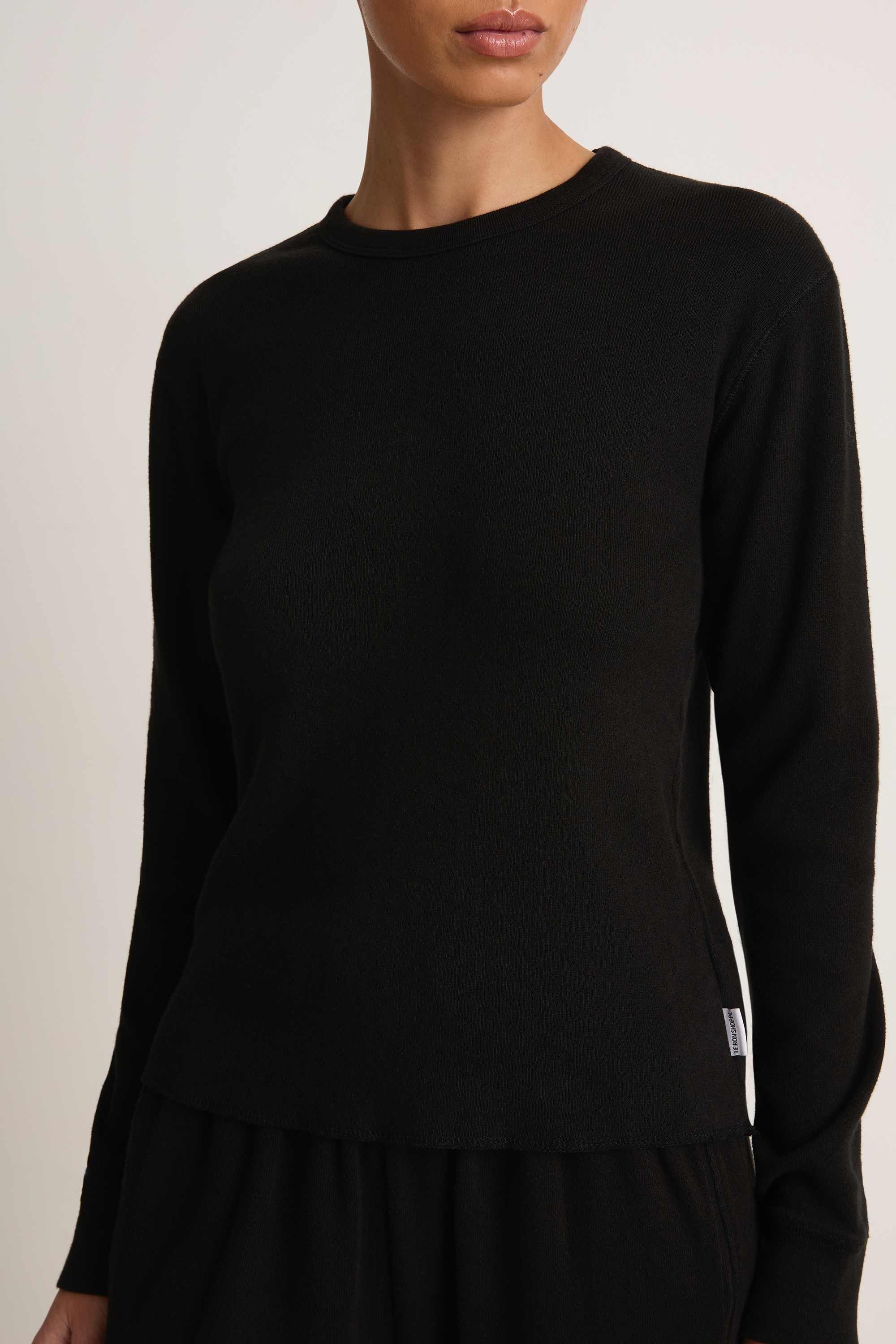 Le Bon Shoppe Pointelle Fundamental Tee & Balloon Pants - Black