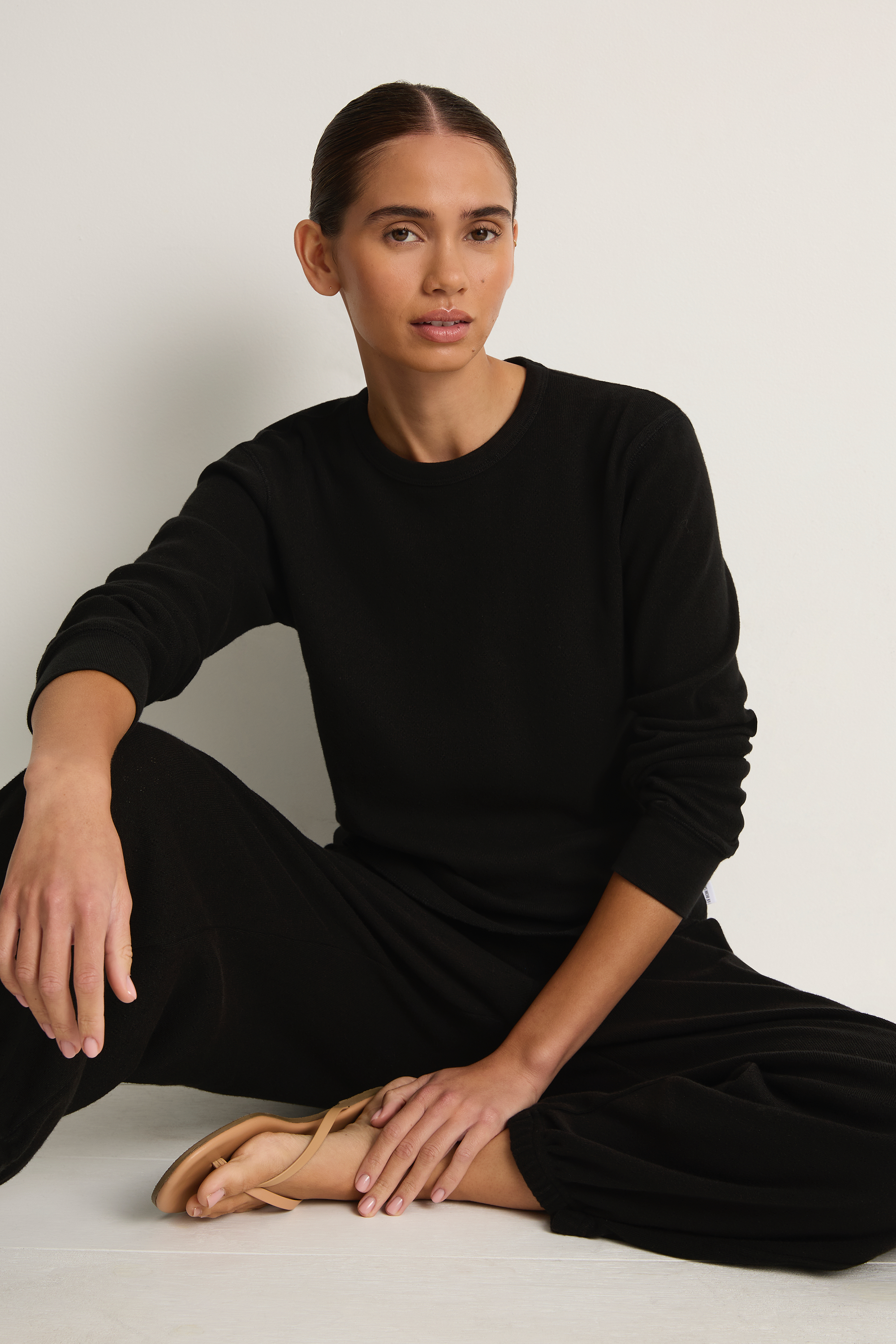 Le Bon Shoppe Pointelle Fundamental Tee & Balloon Pants - Black