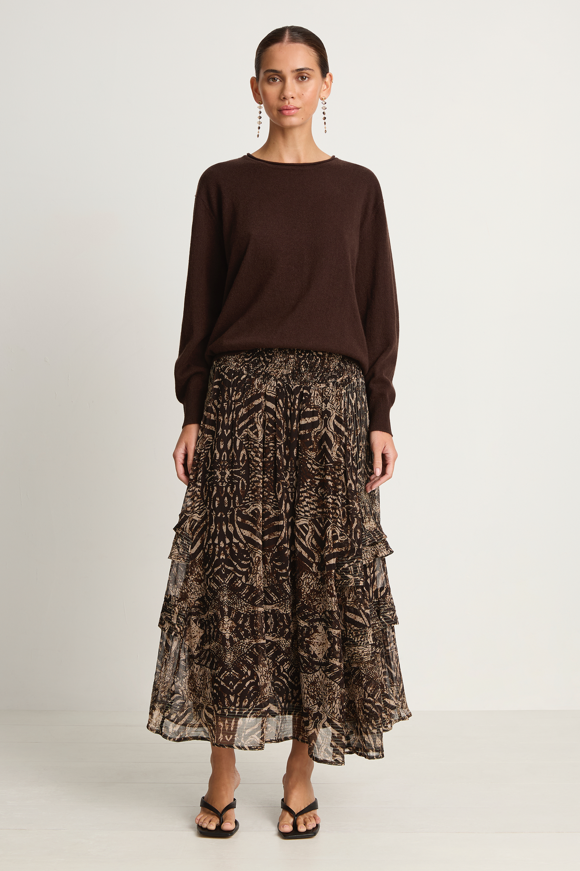 Maria Cher Lincoln Heather Midi Skirt - Brown