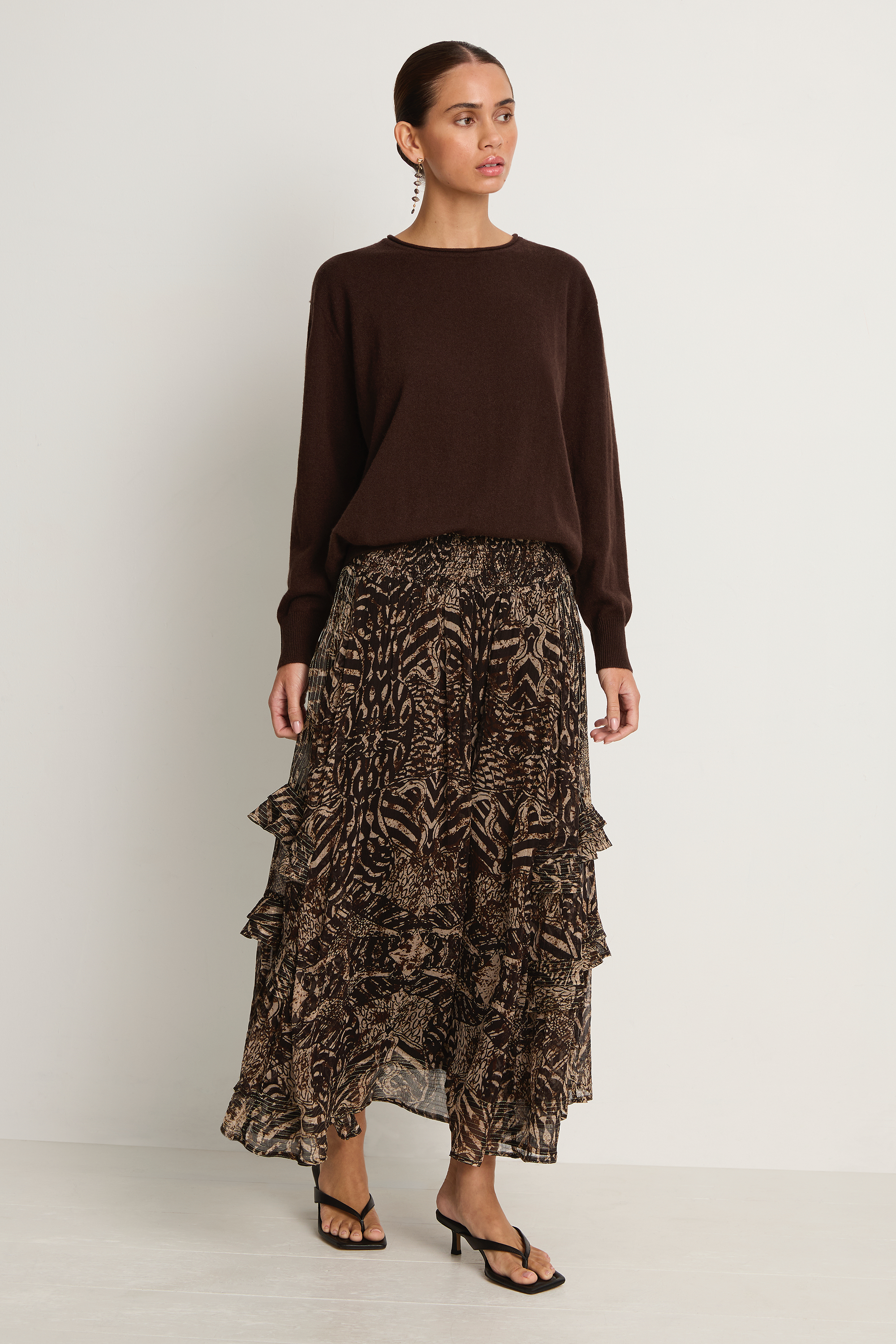 Maria Cher Lincoln Heather Midi Skirt - Brown