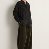 Pas De Calais Doby Stripe Shirring Brushed Blouse - Black