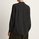 Pas De Calais Doby Stripe Shirring Brushed Blouse - Black