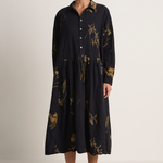Pas De Calais Japonism Flower Print Dress - Navy