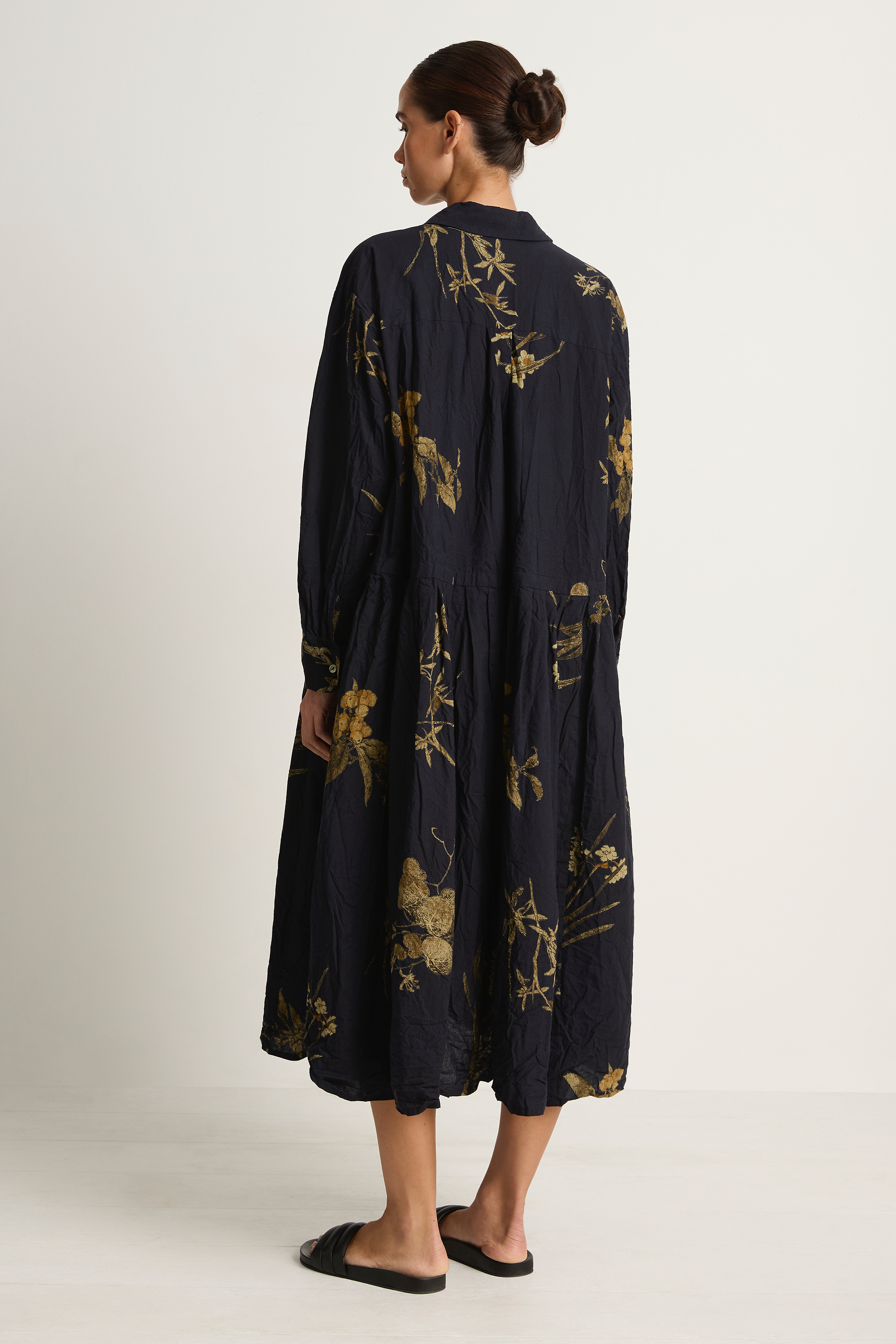 Pas De Calais Japonism Flower Print Dress - Navy