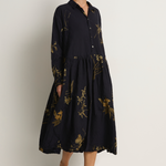 Pas De Calais Japonism Flower Print Dress - Navy