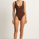Hunza G Coverage Celine One Piece With Fabric Hoops - Metallic Chocolate