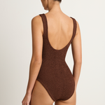 Hunza G Coverage Celine One Piece With Fabric Hoops - Metallic Chocolate