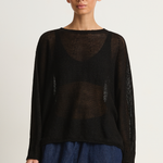 Pas De Calais Normandy Linen Crew Neck Pullover - Black