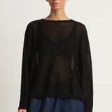 Pas De Calais Normandy Linen Crew Neck Pullover - Black